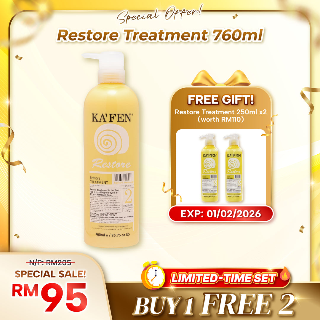 (PROMO) KAFEN Restore Series 760ml Silky-Smooth Hair Care Set