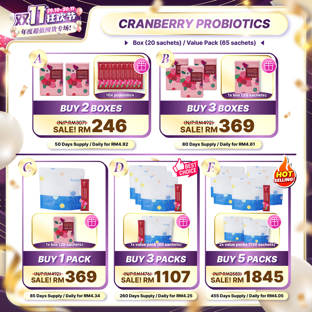【双十一】RUIJIA Cranberry Probiotics - Urinary Tract Support