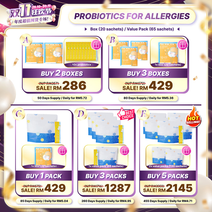 (双十一优惠) RUIJIA Probiotics for Allergies - Yellow