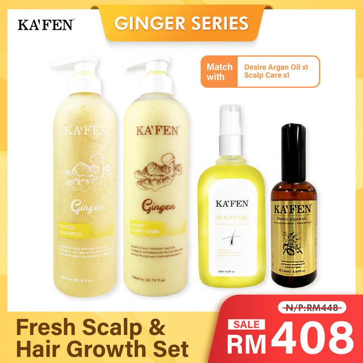 (PROMO) KAFEN Ginger Series 760ml Fresh Scalp & Hair Growth Set