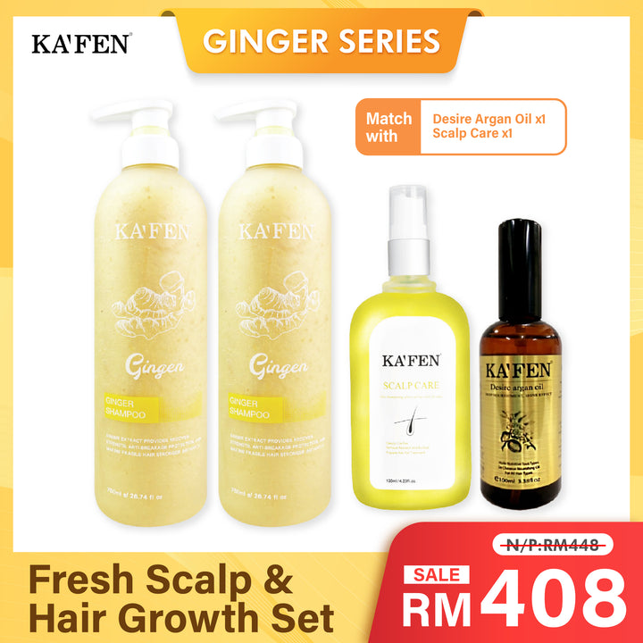 (PROMO) KAFEN Ginger Series 760ml Fresh Scalp & Hair Growth Set