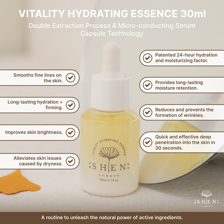 【PROMO】SHEN Ginkgo Series Vitality Hydrating Essence 30ml B3F1 黄金极致抗老修护露 30ml 买3送1