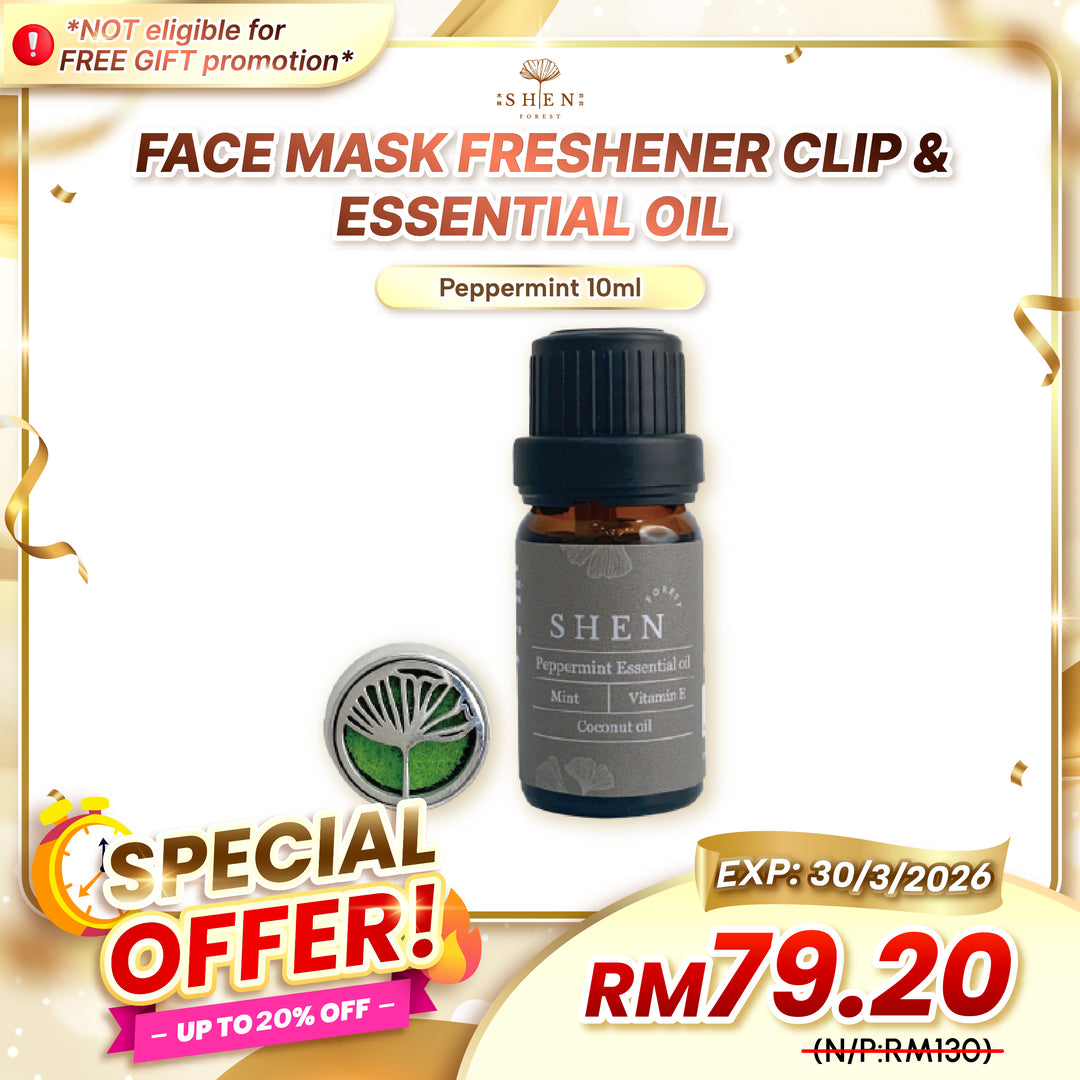 (Special Promo) SHEN Face mask Freshener Clip & Essential Oil 定制口罩扣和薄荷精油 10ml