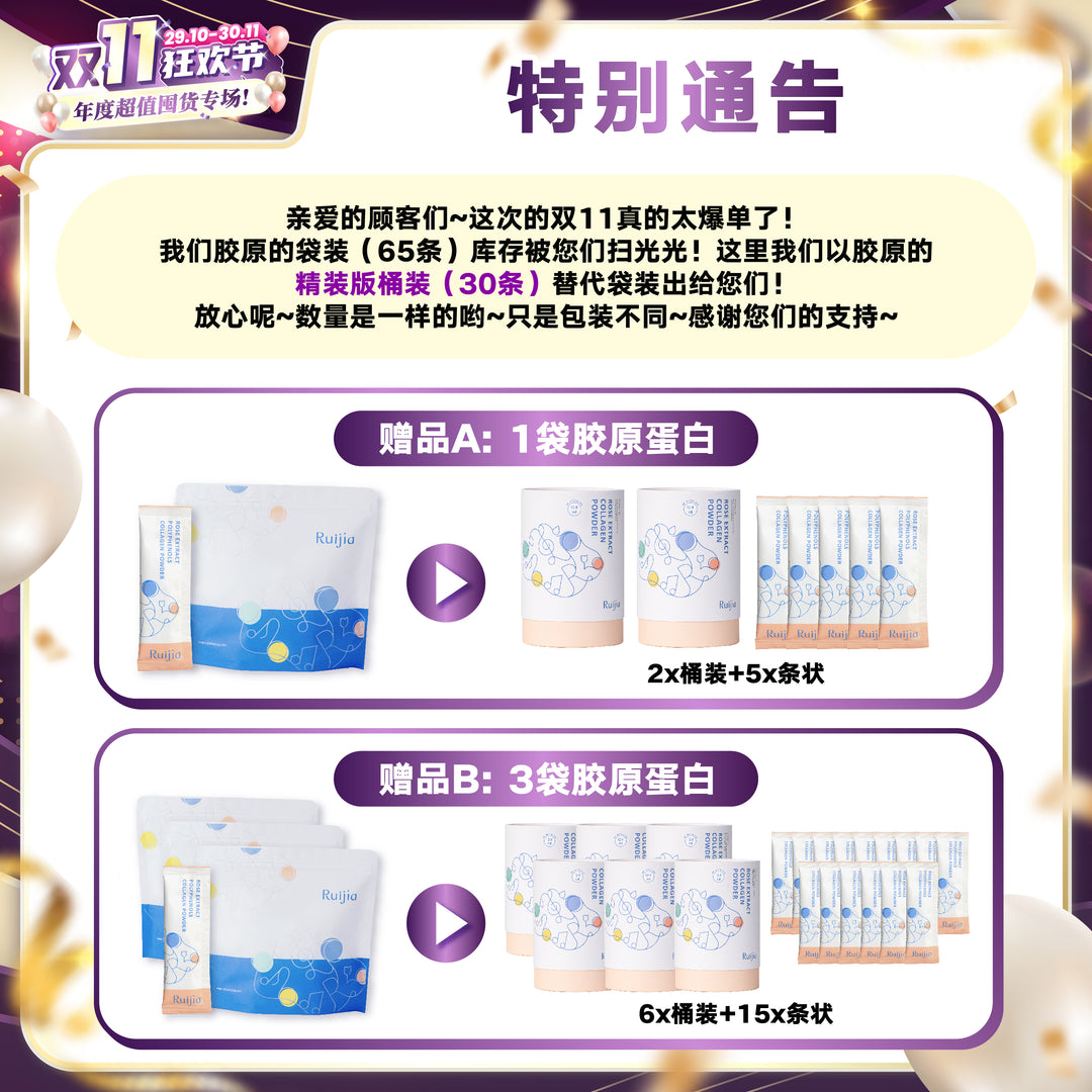 (双十一优惠) RUIJIA Whitening Collagen Peptide (Pink)