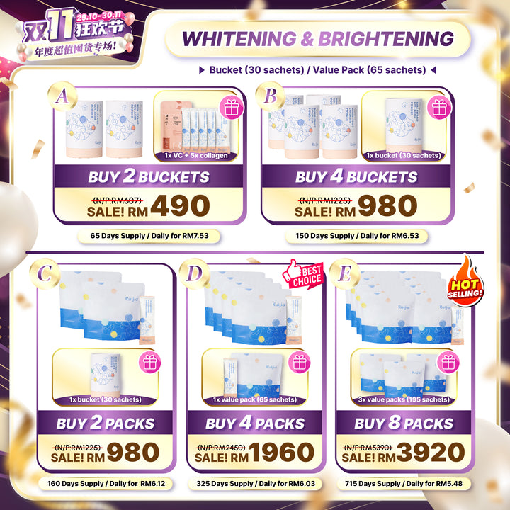 【双十一】RUIJIA Whitening Collagen Peptide (Pink)