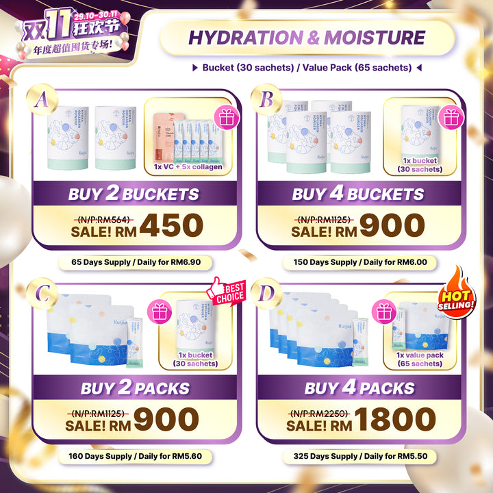 RUIJIA 赛洛美润感胶原蛋白粉桶装 - 绿色 (30条) 