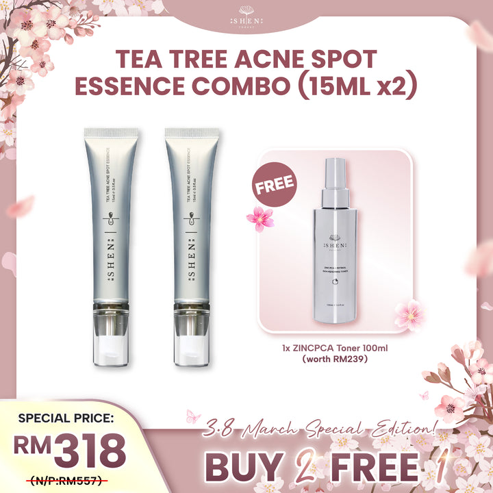 【PROMO】SHEN 茶树净豆精华 15ml x2 送 锌激光A醇化妆水 100ml