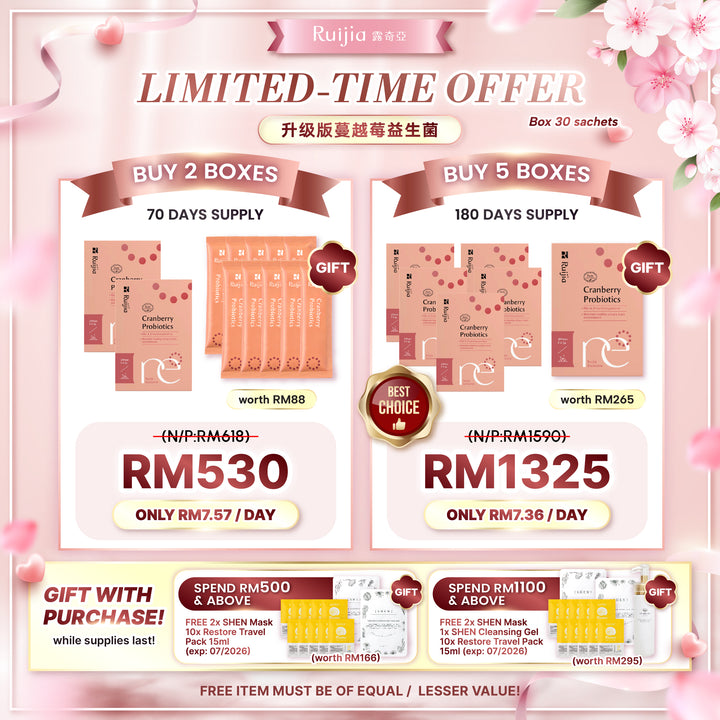 【LIMITED PROMO】RUIJIA Cranberry Probiotics - Urinary Tract Support (Upgraded)