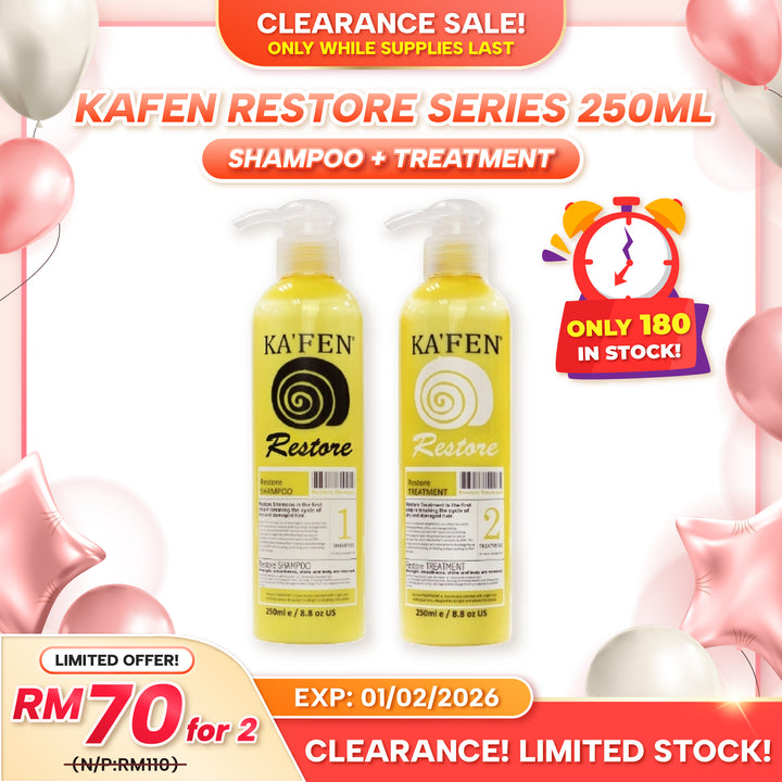 (清仓活动) KAFEN Restore Series Shampoo + Treatment 250ml 极致全效洗护系列 洗发精 + 护发素 250ml